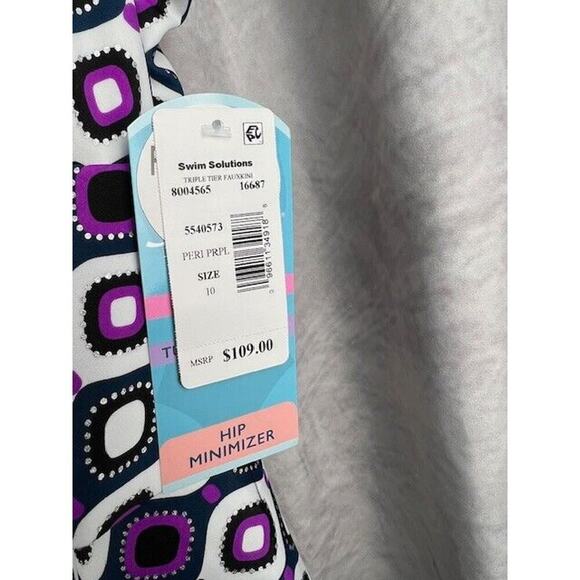 Swim Solutions Swimdress One piece Triple Tier Fauxkini Ruffled 5540573 Sz 10 - Picture 4 of 5